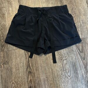 lululemon athletica Black Elastic Waist Drawstring Athletic Shorts